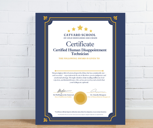 Certified Human Disappointment Technician (For Pets)