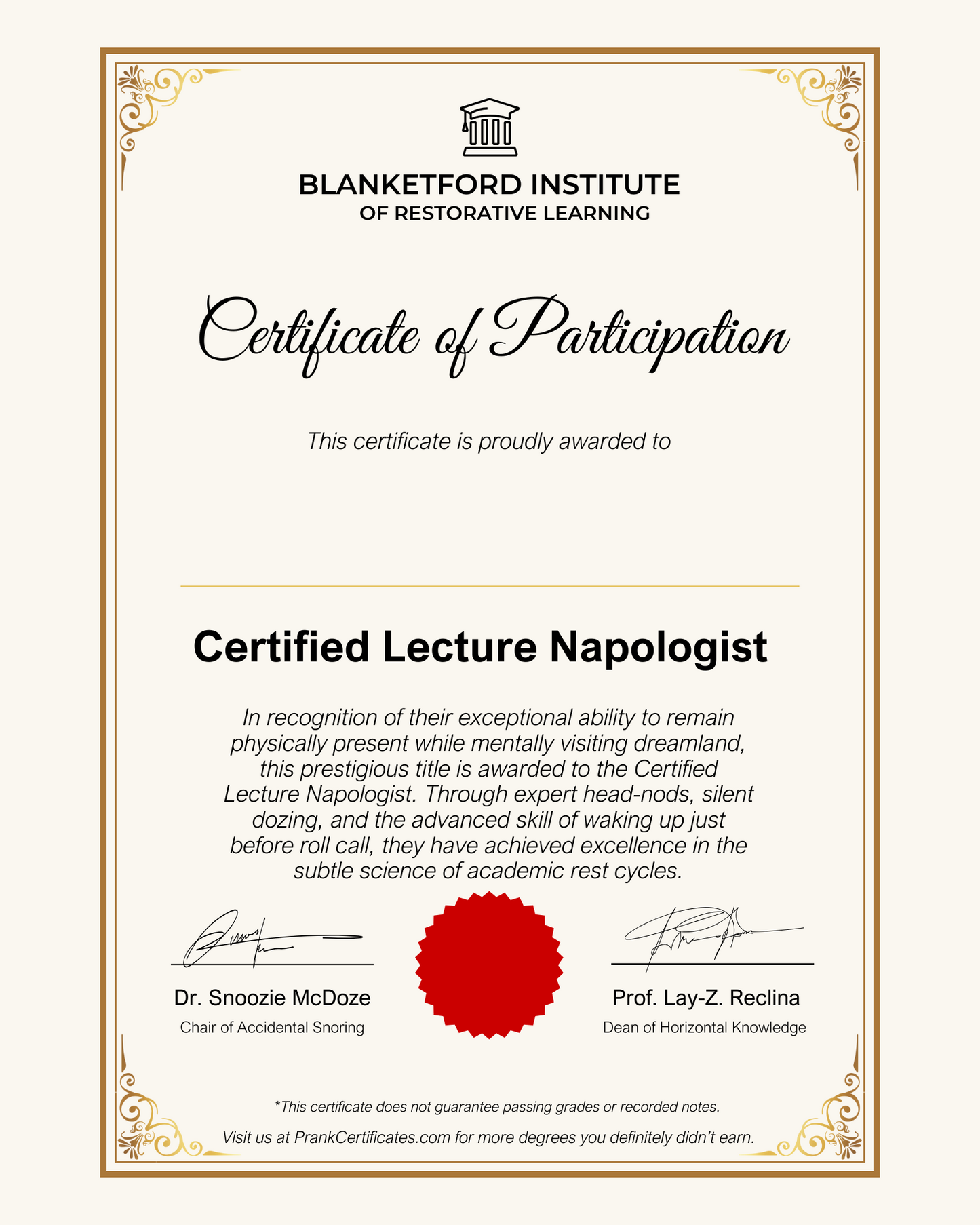 Certified Lecture Napologist
