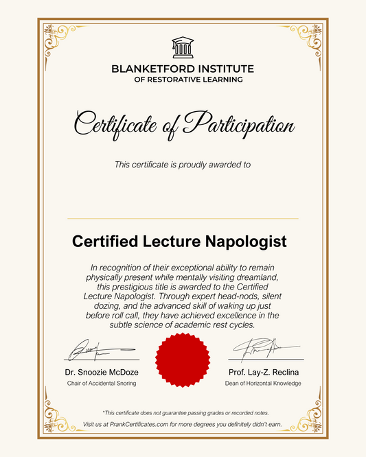 Certified Lecture Napologist