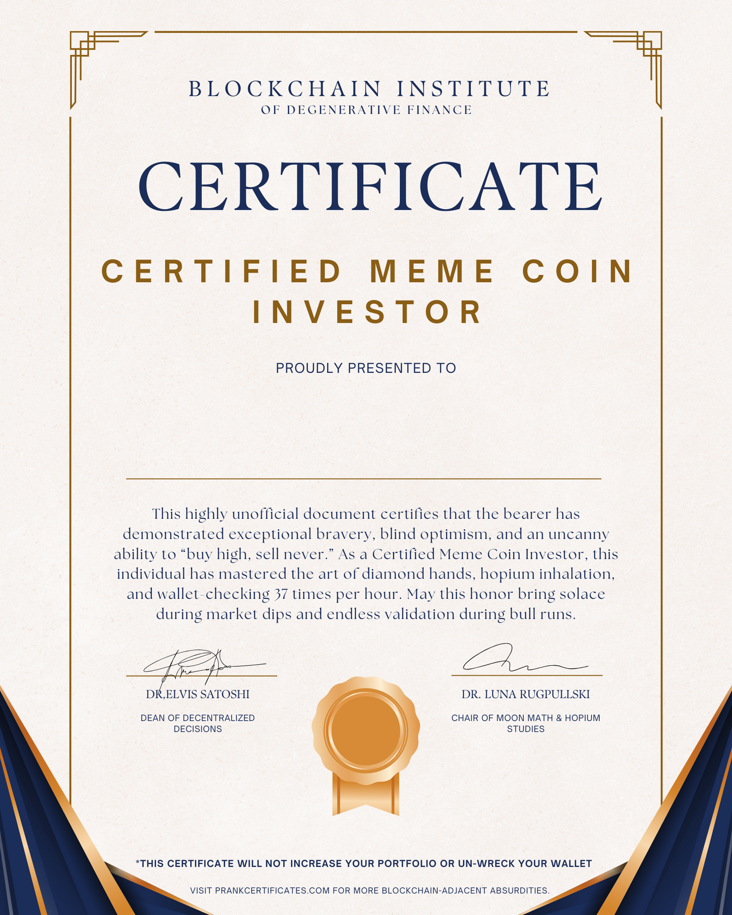 Certified Meme Coin Investor