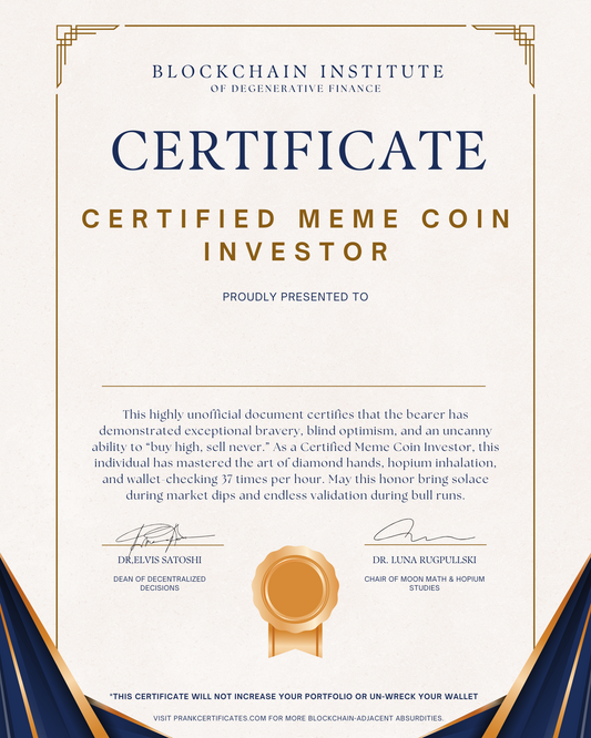 Certified Meme Coin Investor
