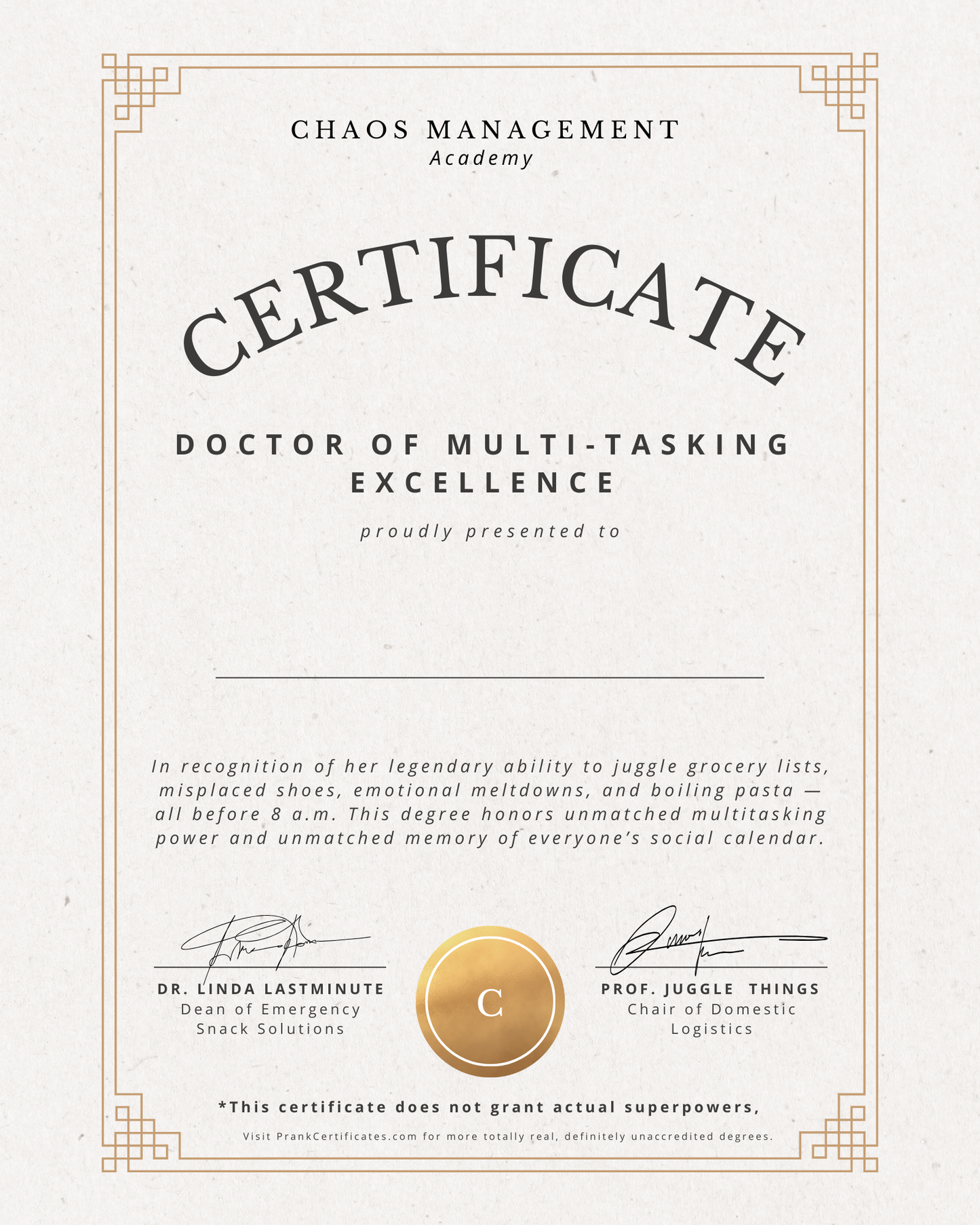 Doctor of Multi-Tasking Excellence