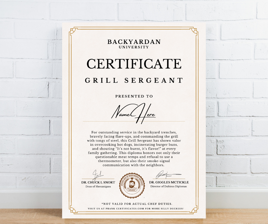 Grill Sergeant Certificate