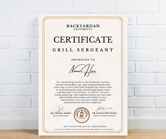 Grill Sergeant Certificate