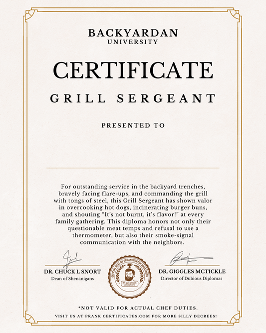Grill Sergeant Certificate