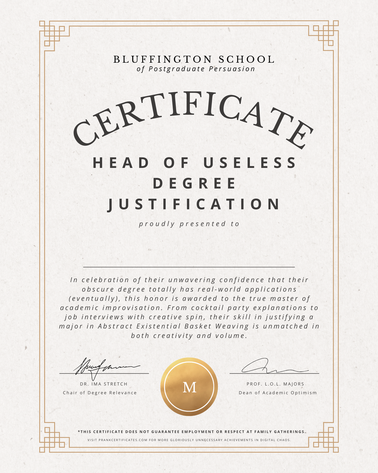 Head of Useless Degree Justification