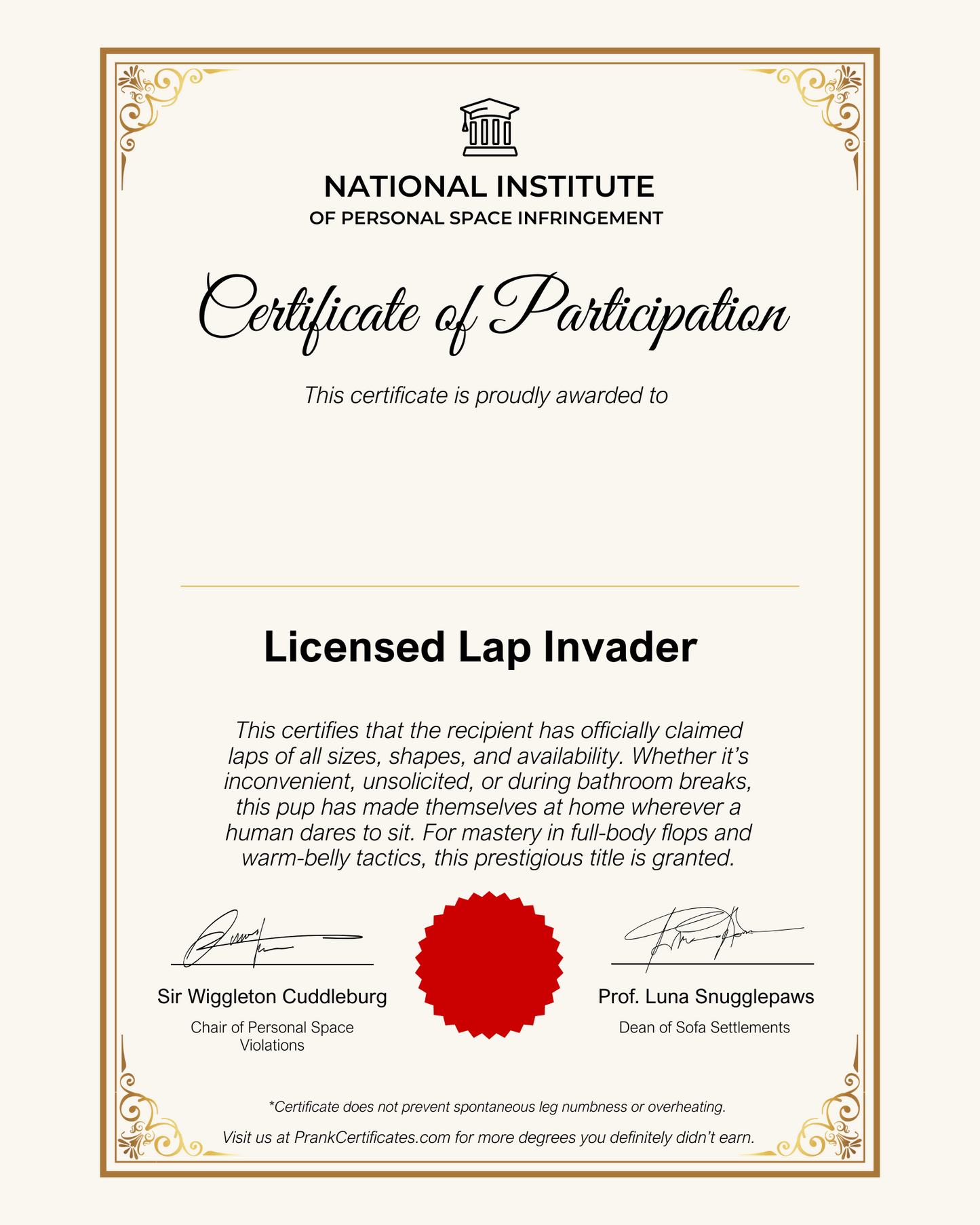 Licensed Lap Invader (For Pets)