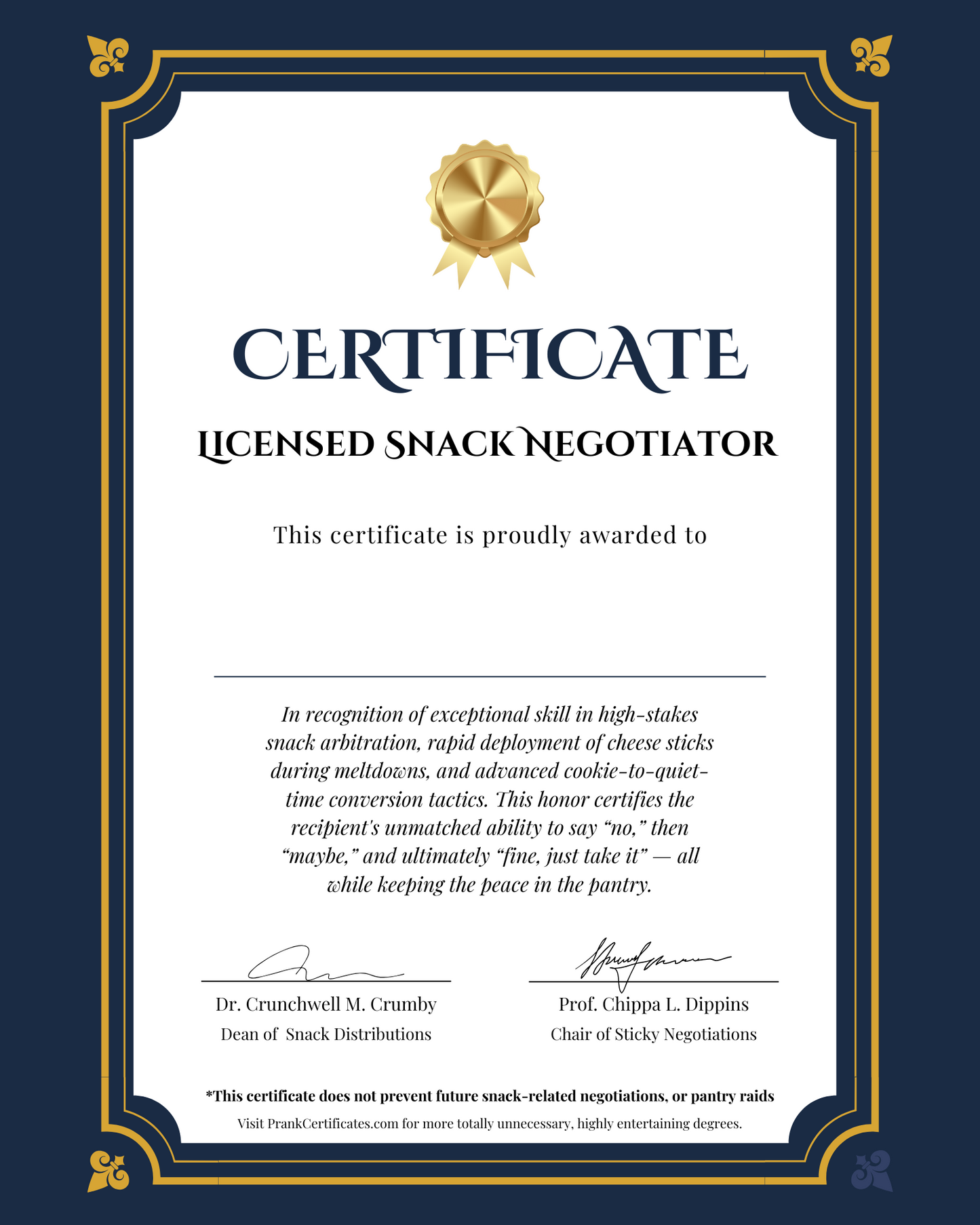 Licensed Snack Negotiator