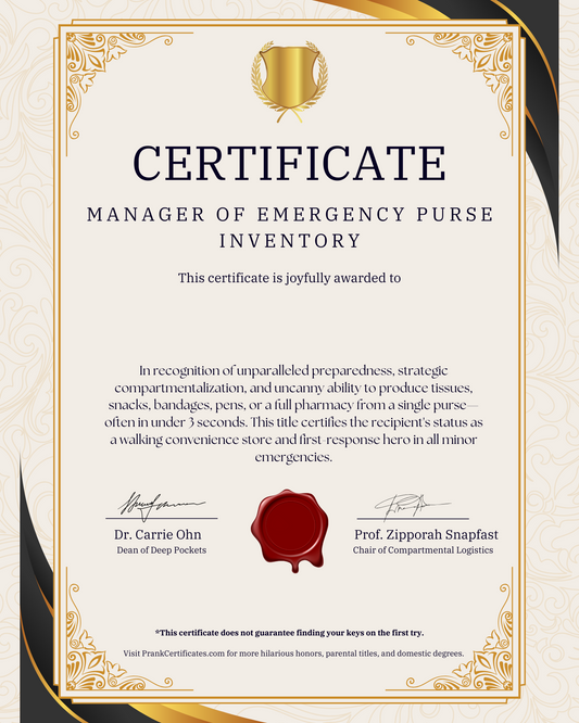 Manager of Emergency Purse Inventory