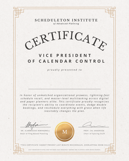 Vice President of Calendar Control