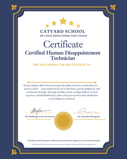 Certified Human Disappointment Technician (For Pets)