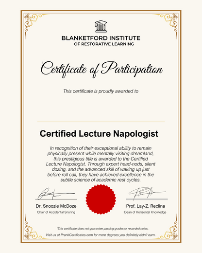 Certified Lecture Napologist