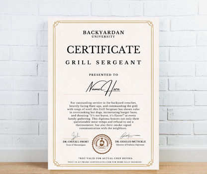 Grill Sergeant Certificate