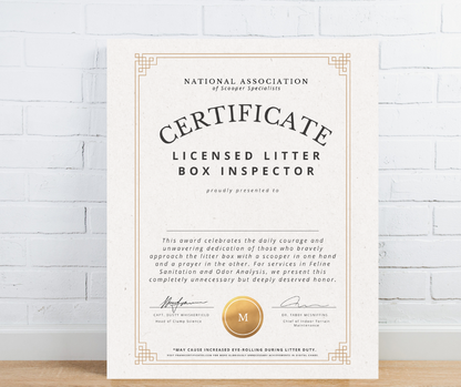 Licensed Litter Box Inspector