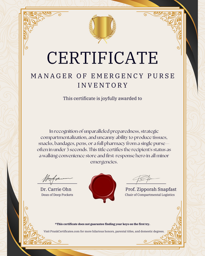 Manager of Emergency Purse Inventory