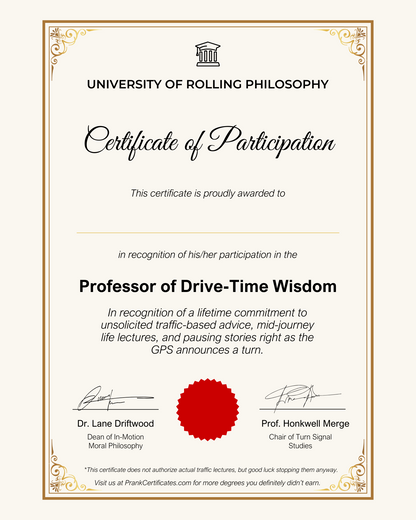 Professor of Drive-Time Wisdom